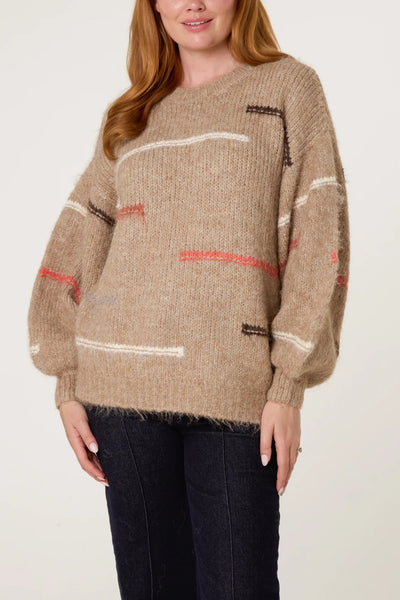 Minimalist Lined Balloon Sleeve Knit Jumper