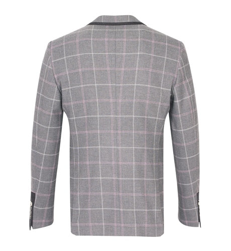 Fratelli Uniti Checked Jacket with Trim Pocket and Collar