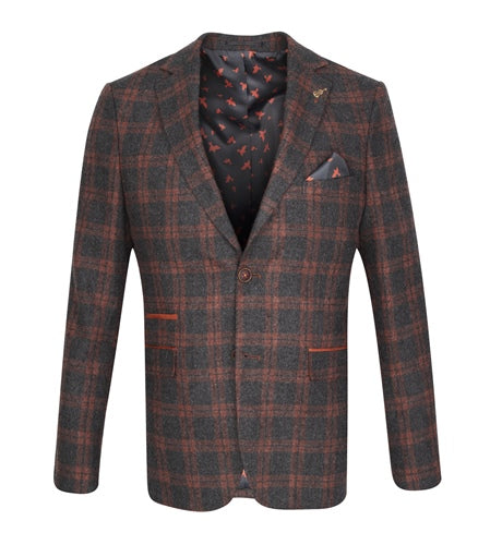 Fratelli Uniti Charcoal and Brown Checked Jacket