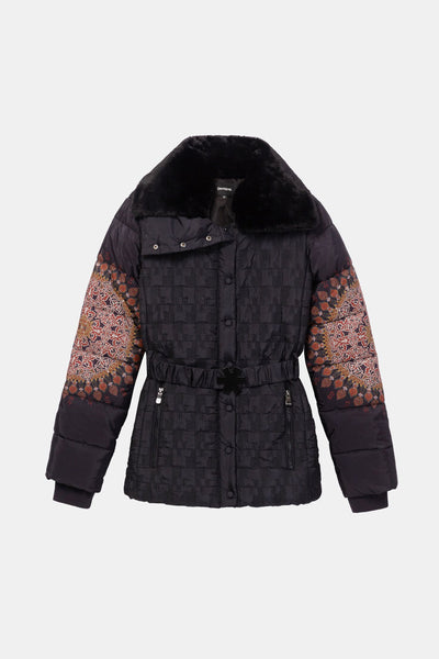 Desigual Adjustable Waist Funnel Neck Padded Jacket