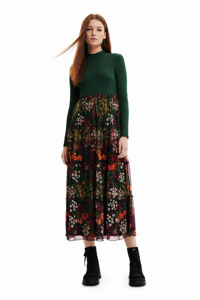 Desigual Long Dress with Tulle Skirt