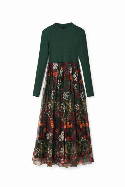Desigual Long Dress with Tulle Skirt