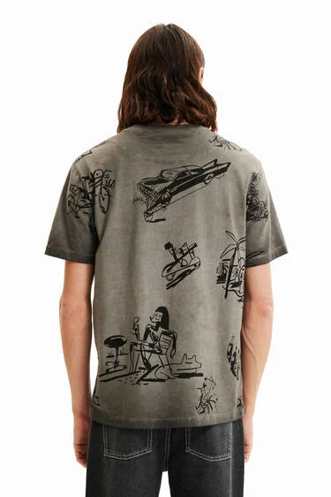Desigual Washed-fabric illustration T-shirt