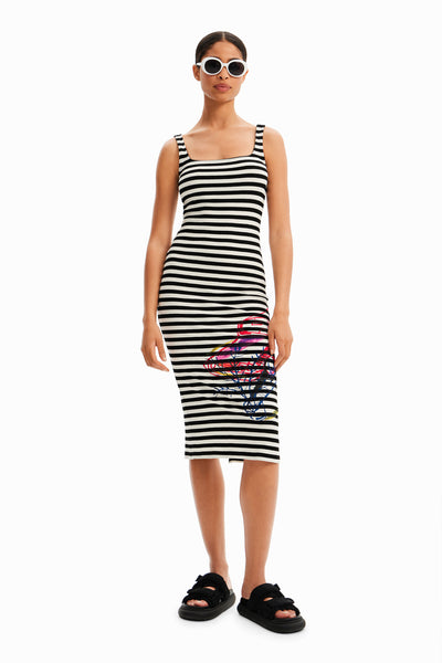 Desigual Striped Slim Strappy Dress