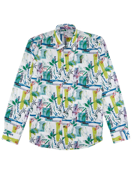 Pearly King Regular Fit Colombo Green/Blue Printed Long Sleeve Shirt