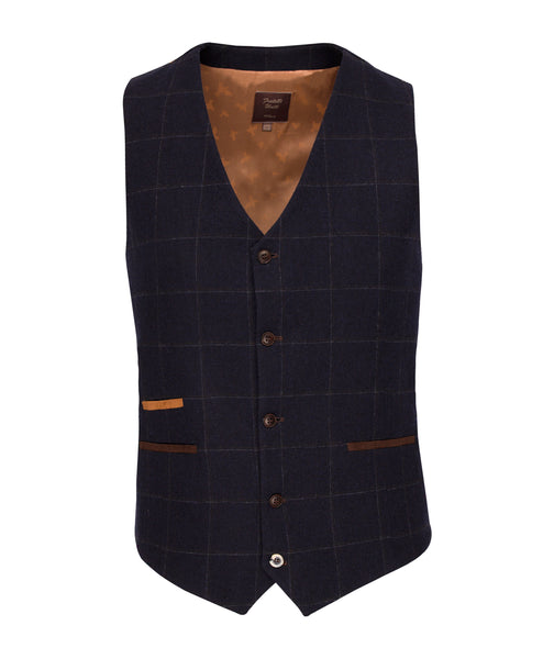 Fratelli Uniti Navy Waistcoat with Fine Check