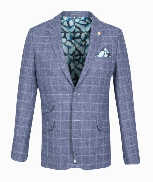 Guide London Blue Grey Checked Jacket