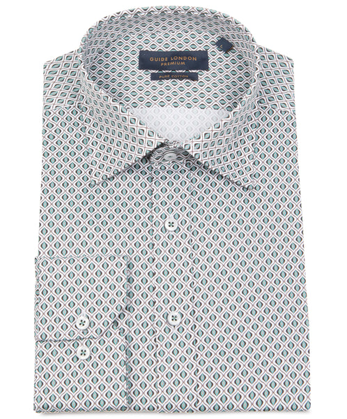 Guide London Geometric Print Long Sleeve Shirt