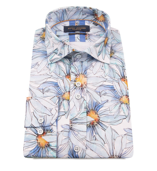 Guide London Pastel Blue Florals Long Sleeve Shirt