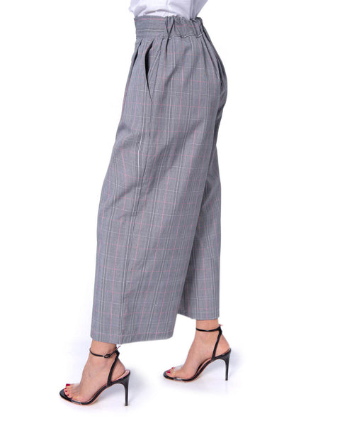 Silvian Head High Waisted Culotte with Check Pattern