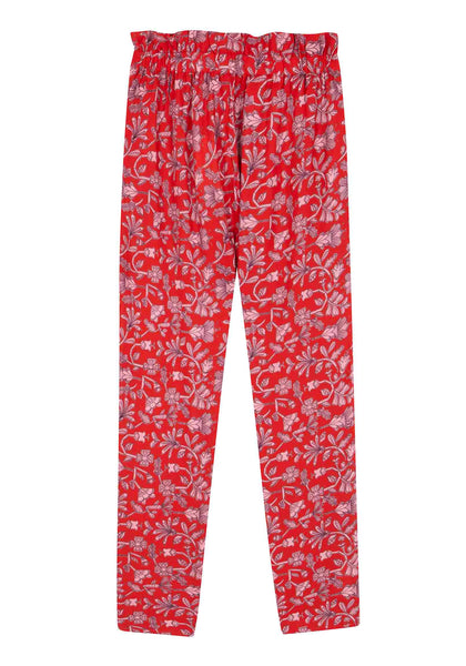 Compania Fantastica Red Floral Paper Bag Trousers