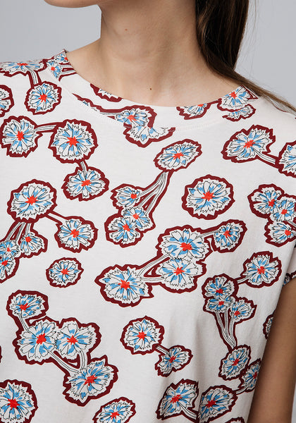 Compania Fantastica Pink Top with Blue Flowers