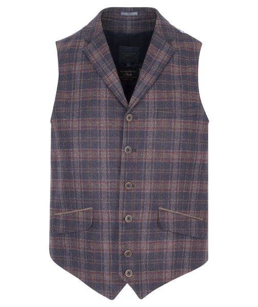 Guide London Navy/Red Check Waistcoat