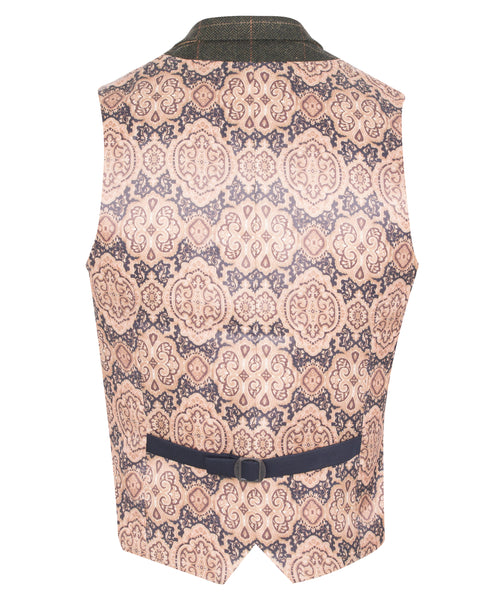 Guide London Green Waistcoat with Tan Check