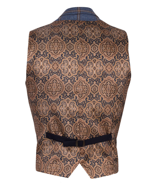 Guide London Italian Wool Blend Waistcoat with Bold Check