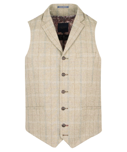 Guide London Olive Waistcoat with Light Check