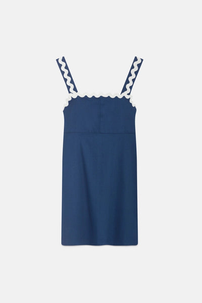 Compania Fantastica Blue Strap Mini Dress with Zig-Zag Detailing