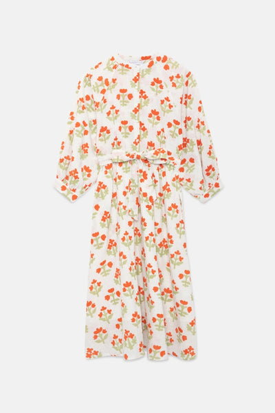 Compania Fantastica Floral Print Midi Dress with Mandarin Neck
