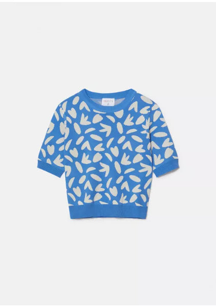 Compania Fantastica Floral Print Fine-Knit Short Sleeve Jumper