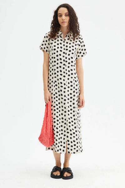 Compania Fantastica Polka Dot Midi Shirt Dress