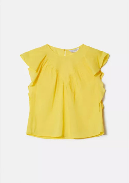 Compania Fantastica Yellow Cotton Top with Ruffles