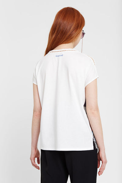 Desigual Japanese Embossed and Crochet T-Shirt